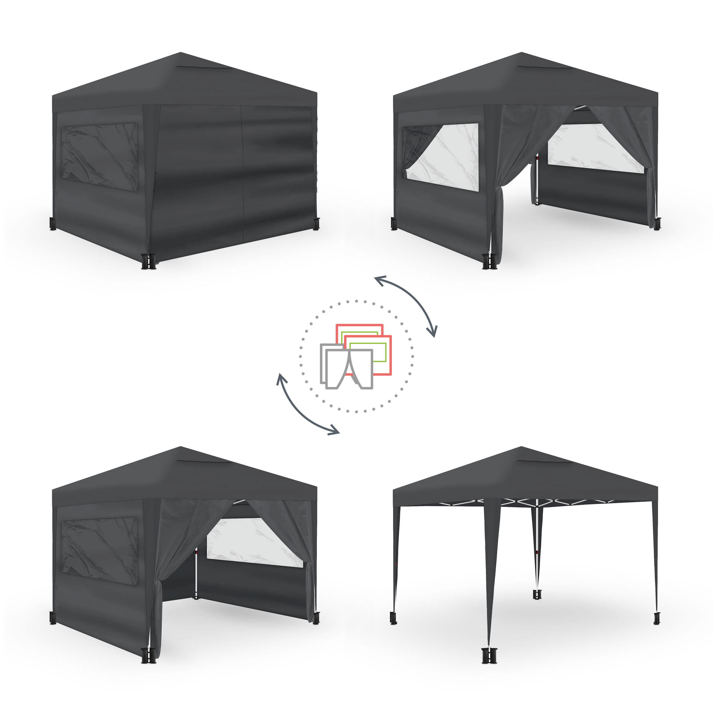carpa-3x3-decathlon-127ynr-1.jpg Carpa Plegable 3x3m Gris UPF50+ para 10 Personas con 4 Paredes y Bolsa - Imagen 1