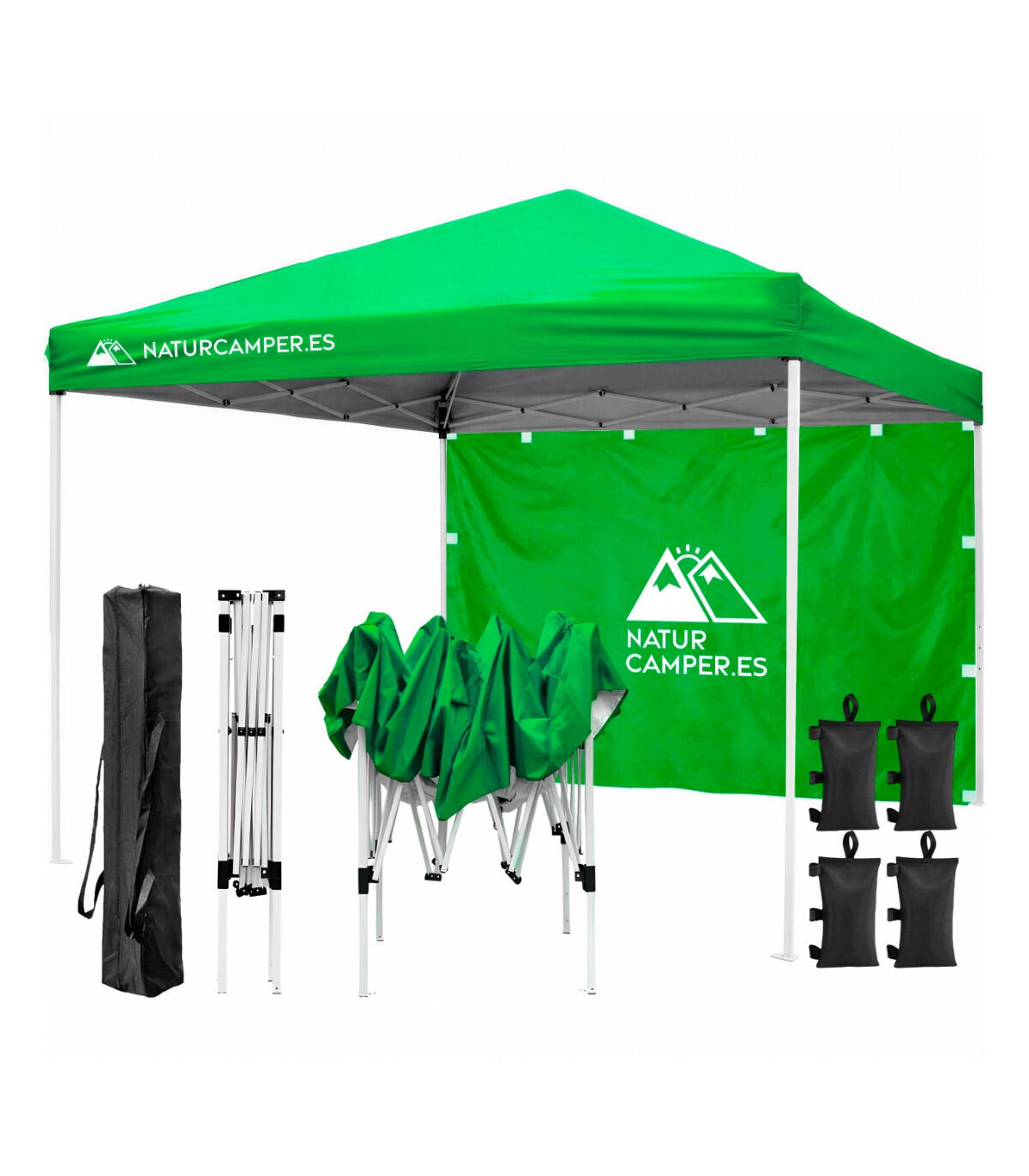 carpa-3x3-decathlon-878fxc-1.jpg Carpa plegable 3x3m Verde para playa o camping con bolsa de transporte - Imagen 1