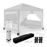 Carpa Plegable 3x3m Blanca UPF50+ para 10 Personas con 4 Paredes y Bolsa
