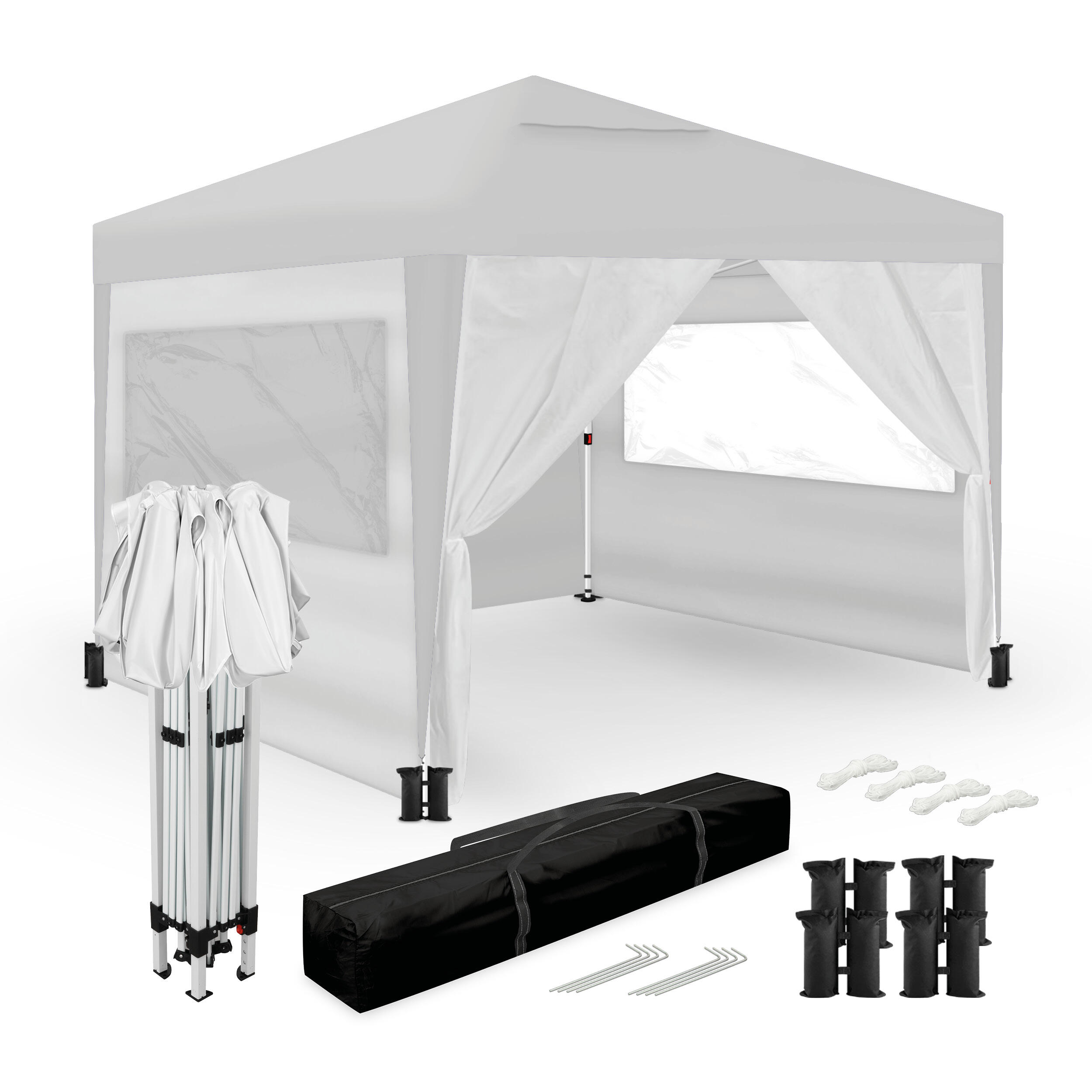 carpa-3x3-decathlon-914use-1.jpg Carpa Plegable 3x3m Blanca UPF50+ para 10 Personas con 4 Paredes y Bolsa - Imagen 1