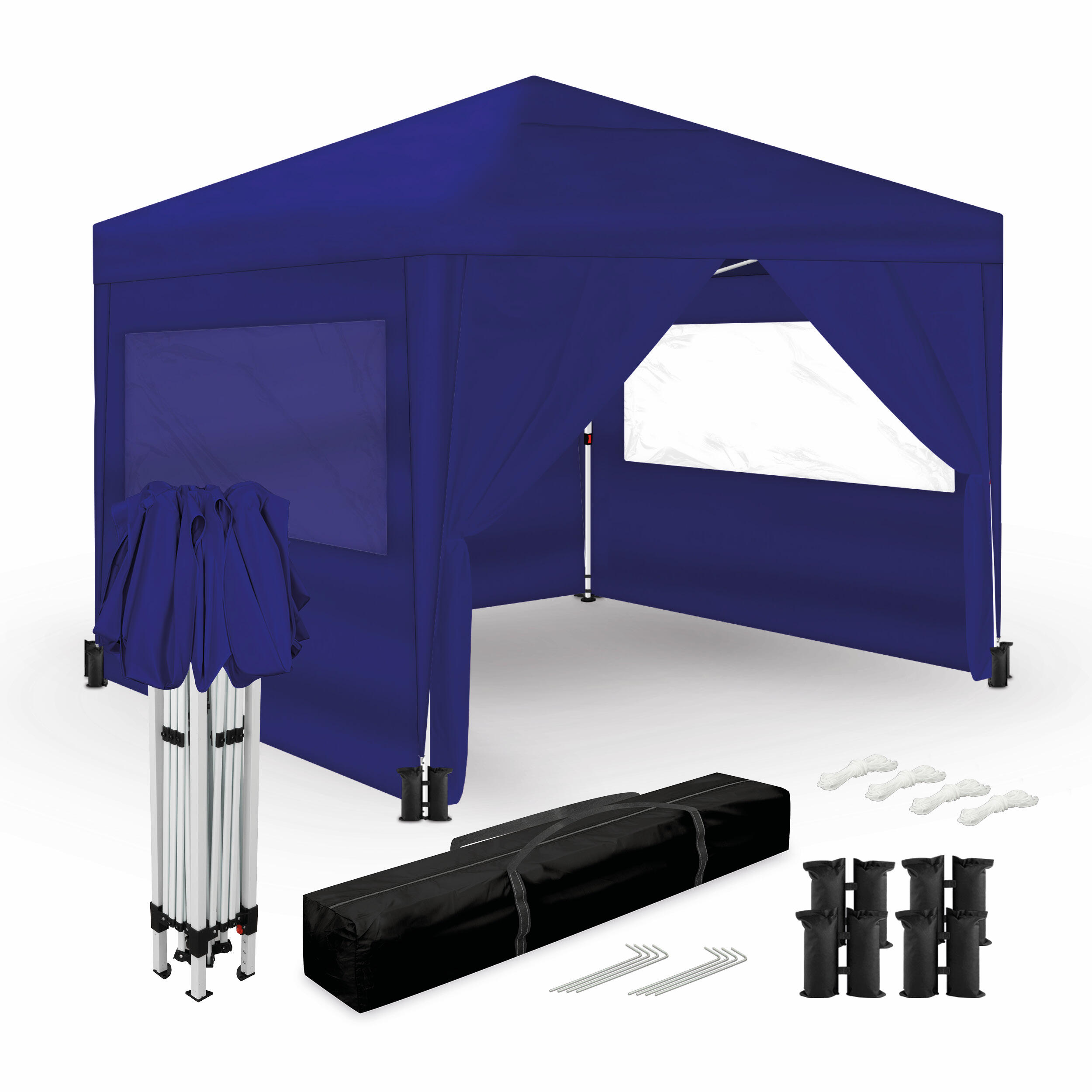 carpa-decathlon-3x3-fresh-606cma-1.jpg Carpa Plegable 3x3m Azul UPF50+ para 10 Personas con 4 Paredes y Bolsa - Imagen 1