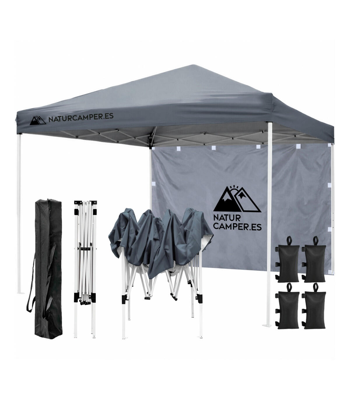 carpa-decathlon-3x3-fresh-788qjx-1.jpg Carpa plegable 3x3m Gris playa y camping con bolsa de transporte - Imagen 1