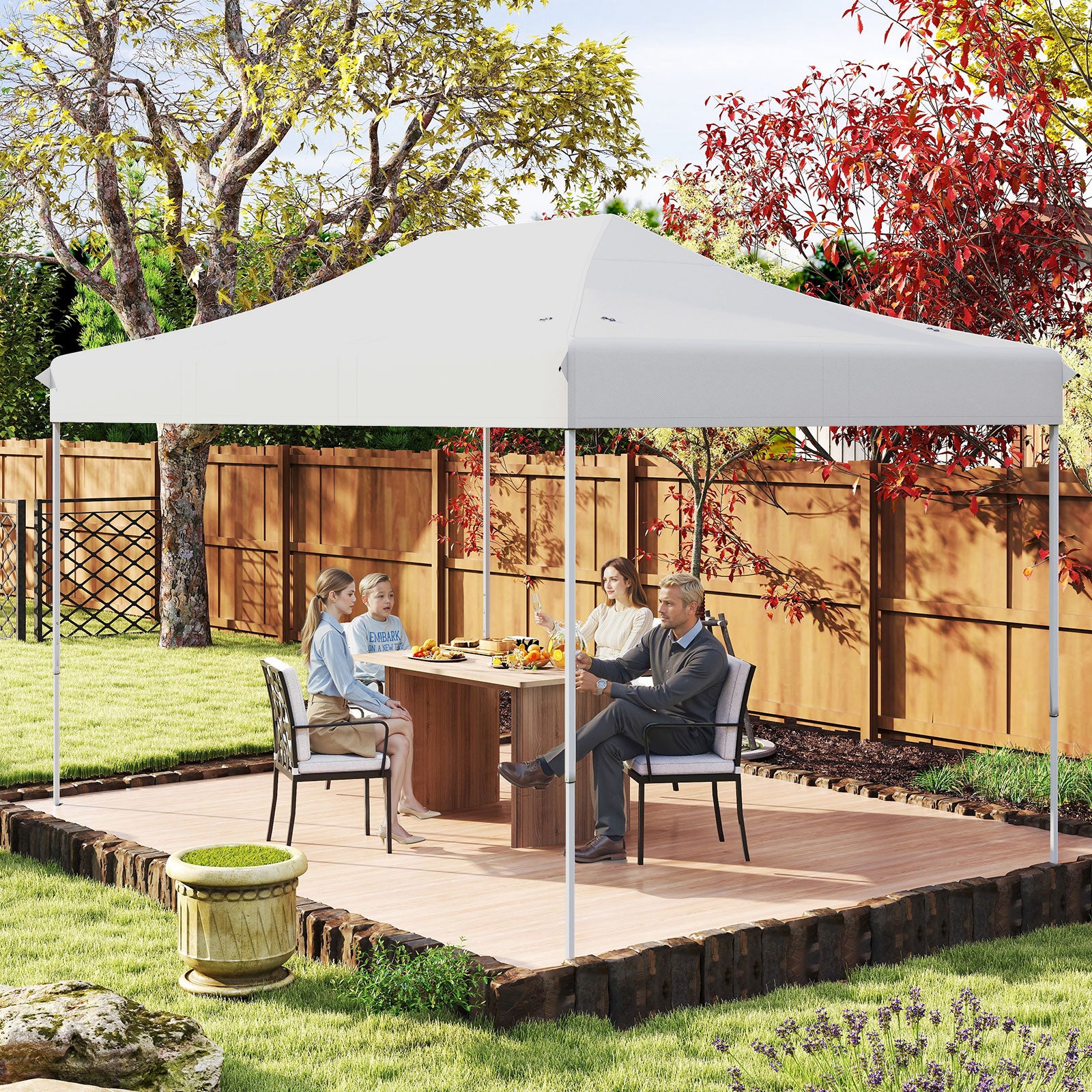carpas-3x4-503xhx-1.jpg Carpa Plegable 3x4,45m, Pop up, Pergolas de Jardin con Agujeros de Drenaje, Bolsa de Transporte con Ruedas, Altura Ajustable, Cenador Jardin E - Imagen 1