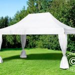 Carpa plegable FleXtents Steel 3x4,5m, Blanco, incl. 4 cortinas decorativas