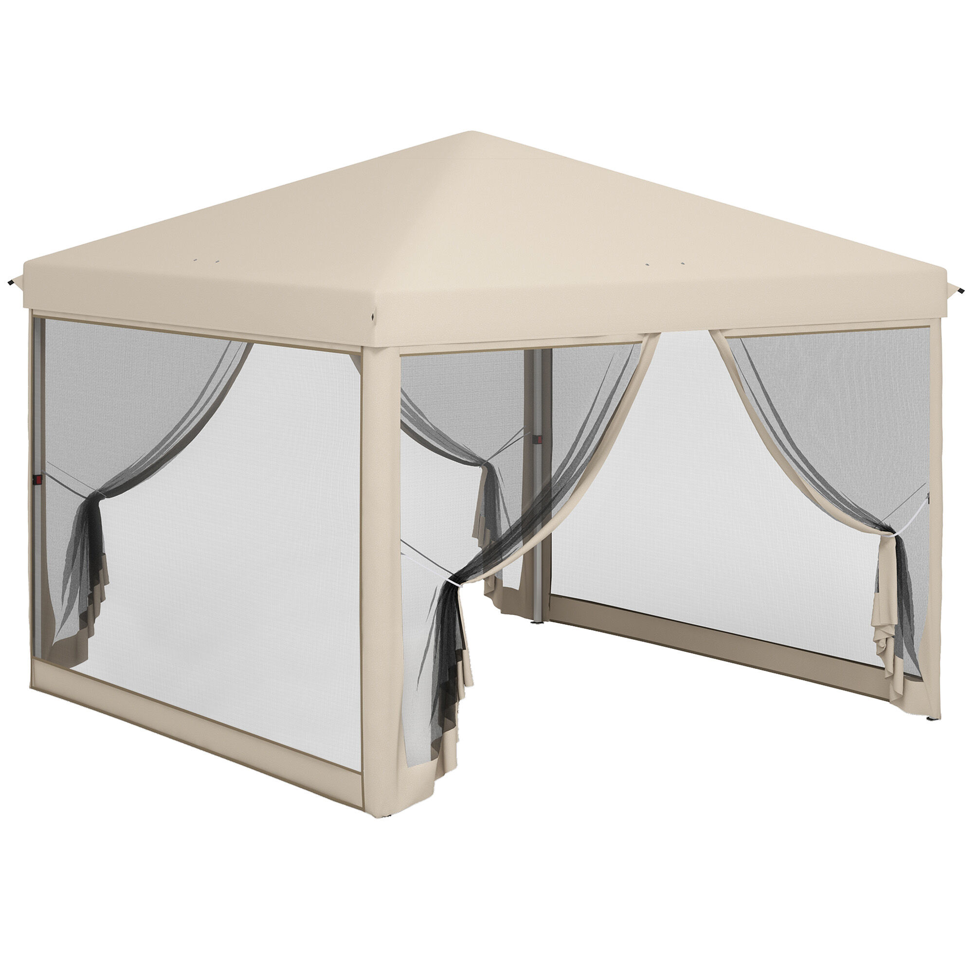 carpas-portatiles-814rcs-1.jpg Outsunny Carpa Plegable 3x3 para Exterior Cenador de Jardín Portátil con Mosquiteras Bolsa de Transporte Marco de Acero y Tela Oxford Resistente para Fiestas Camping Beige - Imagen 1
