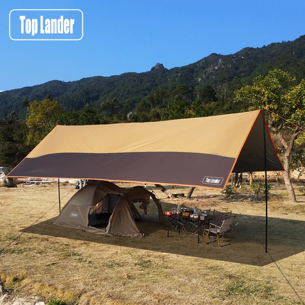 lona-camping-953ijr.webp Top Lander, lona impermeable grande para acampar, Oxford 4X6, dosel para exteriores, tienda de refugio solar, toldo turístico, sombra para múltiples ... - Imagen 1