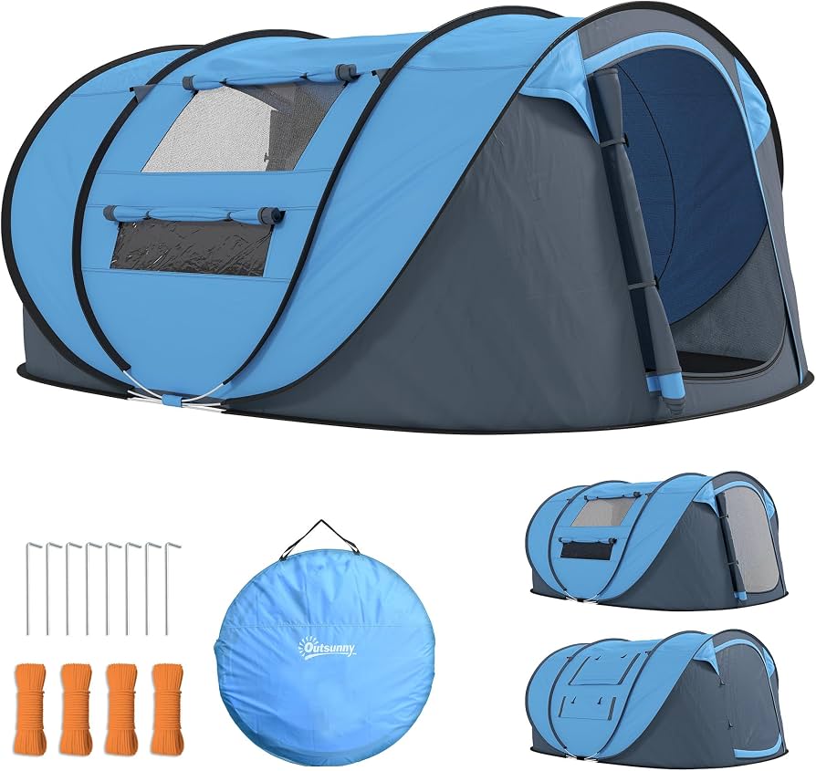 outsunny-tienda-de-campana-142uhg.jpg Outsunny Tienda de Campaña Pop up 3 Personas 263,5x220x123 cm Azul | Tienda de Camping Instantánea, Ventanas, Bolsillos, Bolsa de Transporte, Impermeable, Anti UV : Amazon.es: Deportes y aire libre - Imagen 1