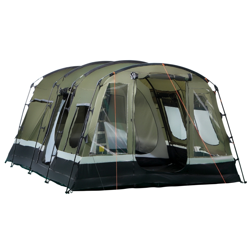 outsunny-tienda-de-campana-553vkw.jpg Outsunny Tienda de Campaña Familiar 6 Personas Tienda Camping Impermeable PU3000 mm con 3 Puertas 6 Ventanas Bolsillos y Bolsa de Transporte 455x320x215 cm Verde | Aosom España - Imagen 1