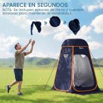 Outsunny tienda de campaña instantánea pop up tienda de ducha camping portátil con ventanas y bolsa de transporte UV 30+ 152x152x200 cm azul oscuro