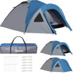 Outsunny Tienda de Campaña para 3 Personas 250x300x130 cm Gris y Azul | Tienda de Camping de Doble Capa, 2 Bolsillos, Ventanas, Bolsa de Transporte : Amazon.es: Deportes y aire libre
