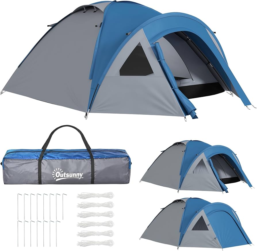 outsunny-tienda-de-campana-628ikw.jpg Outsunny Tienda de Campaña para 3 Personas 250x300x130 cm Gris y Azul | Tienda de Camping de Doble Capa, 2 Bolsillos, Ventanas, Bolsa de Transporte : Amazon.es: Deportes y aire libre - Imagen 1