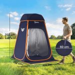 Outsunny tienda de campaña instantánea pop up tienda de ducha camping portátil con ventanas y bolsa de transporte UV 30+ 152x152x200 cm azul oscuro