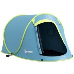 Outsunny Tienda de Campaña para 2 Personas Tienda Acampada Impermeable de 2000 mm con Bolsa de Transporte 245x148x105 cm Azul | Aosom España