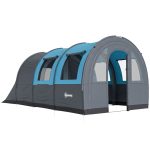 Outsunny Tienda de Campaña Plegable para 5 6 Personas con 2 Habitaciones y Bolsa de Transporte Impermeable 480x260x200 cm Gris | Aosom España