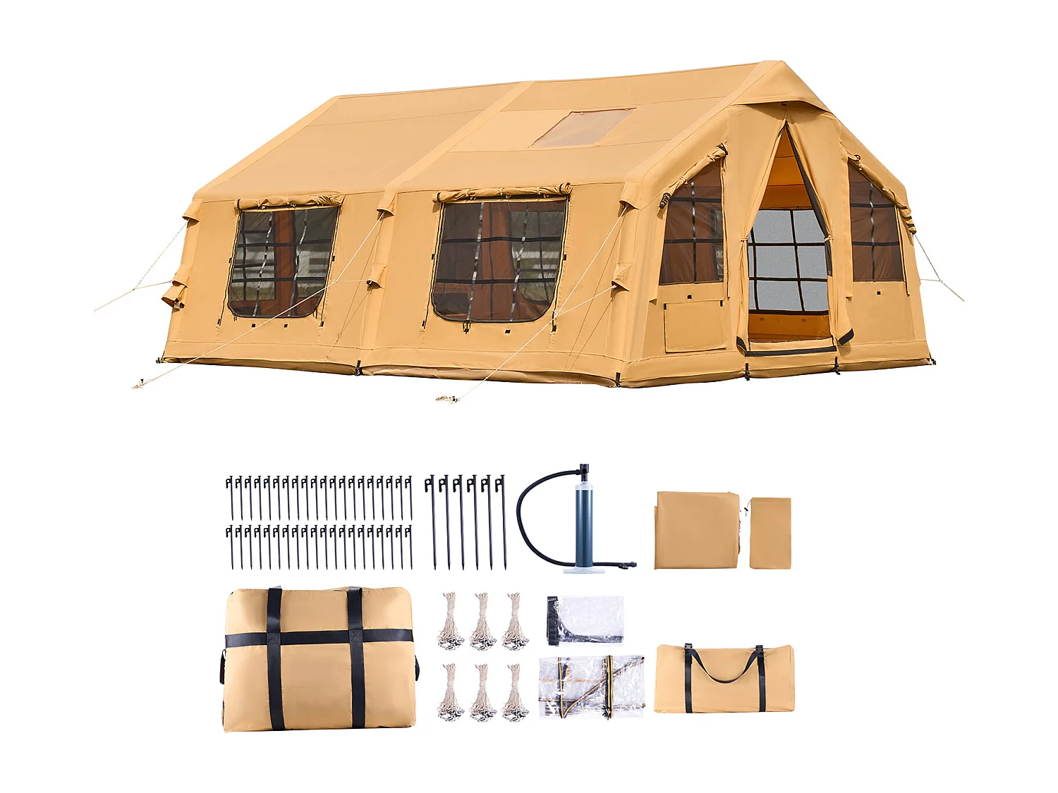 tienda-campana-hinchable-579kgf.webp Tienda de Campaña Hinchable Glamping SucceBuy para 8 a 12 Personas con Bomba - Imagen 1