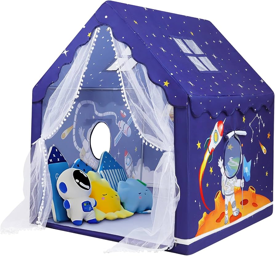 tienda-campana-infantil-340kmu.jpg Tienda Campaña Infantil Carpa de Juegos para Niños Interior y Exterior, Grande Carpa para Niños con Ventanas y Bolsa de Transporte, Tienda Infantil Casita Infantil 120×100×130 cm, Astronautas : Amazon.es: Juguetes y - Imagen 1