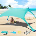Tienda de campaña de Playa de 7 x 7 pies, protección UV UPF50+, toldo para Exteriores, toldo con 2 Postes para Camping, Playa, Pesca, Patio Trasero y Picnic, Turquesa : Amazon.es: Deportes