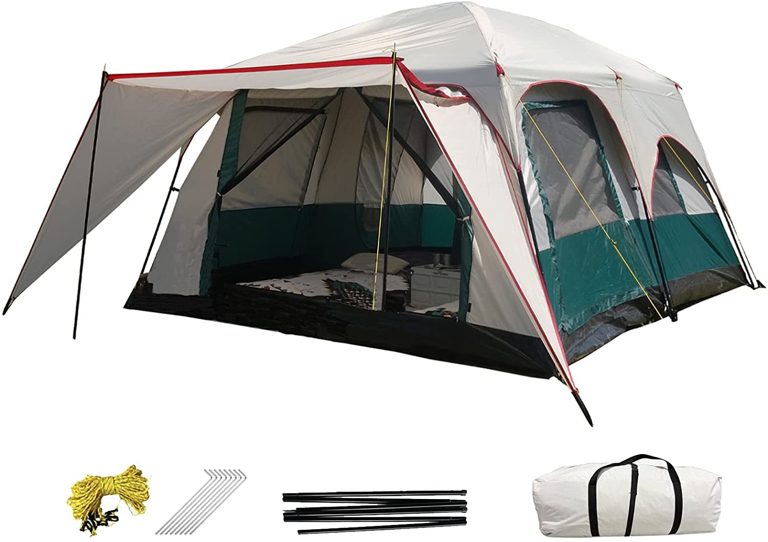 tienda-de-campana-2-habitaciones-262wwu.jpg Tienda de campaña Familiar al Aire Libre Tiendas de campaña Grandes con toldo, Gran Tienda Familiar para Exteriores, Picnic, Camping, Familia, reunión de Amigos, 2 Habitaciones y 1 baño : Amazon.es - Imagen 1