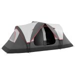 Outsunny Tienda de Campaña Plegable con 2 Habitaciones y Bolsa de Transporte Impermeable para Senderismo 450x215x180 cm Gris | Aosom España