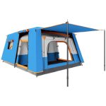 Outsunny Tienda de Campaña Familiar 4 6 Personas con 2 Habitaciones Zona de Estar y Protección Impermeable 430x305 cm Gris y Azul | Aosom España