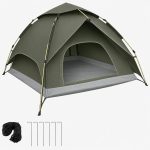 Tienda de campaña para 3 Personas, Tienda de campaña desplegable con Tienda Exterior extraíble, Tienda Interior 205 x 205 x 135 cm, Impermeable y Resistente al Viento, Tienda de campaña para Camping :