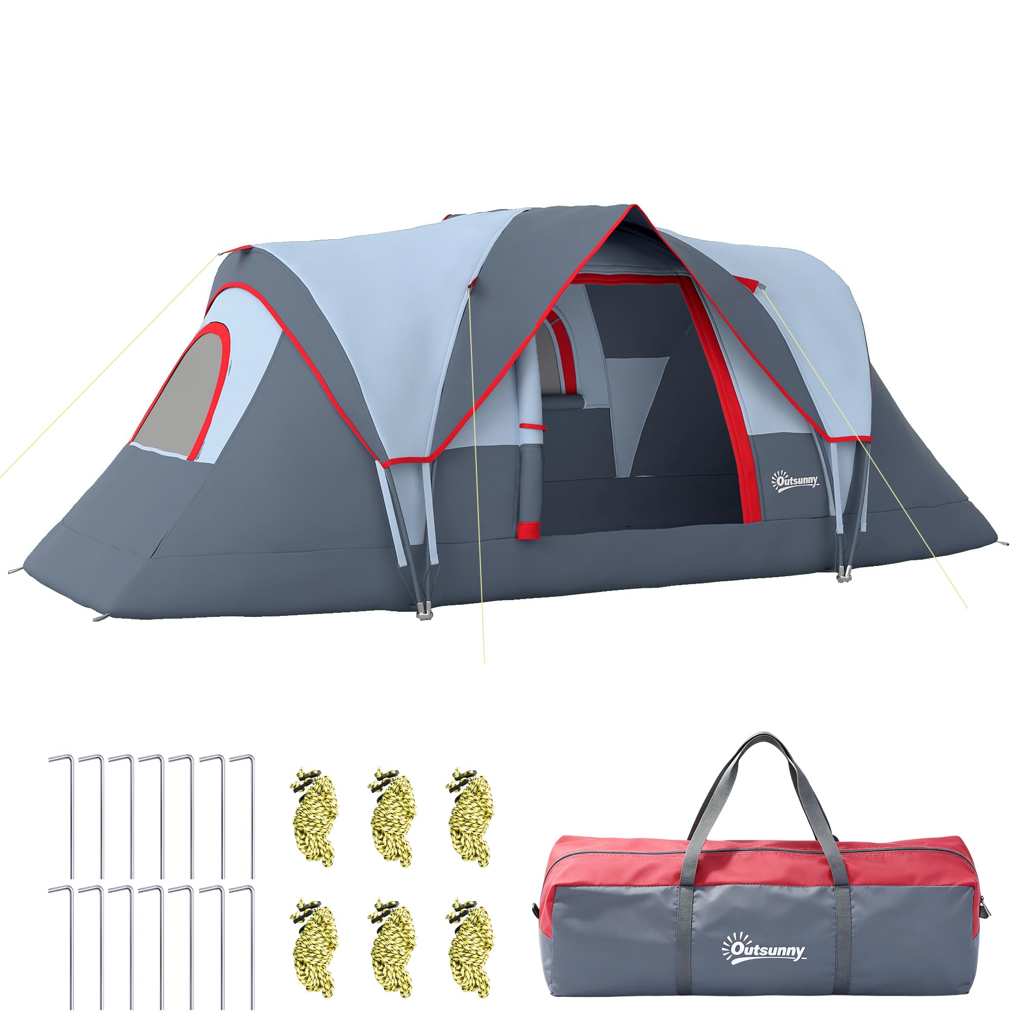 tienda-de-campana-5-personas-443gqd.jpg Outsunny Tienda de Campaña Familiar para 5 Personas 455x220x180 cm Gris | Tienda de Acampada de Túnel Grande, Impermeable 3000mm+, Camping, Bolsa Transporte y Gancho : Amazon.es: Deportes y aire libre - Imagen 1