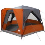 Tienda De Campaña Para 5 Personas Con Techo Gris Y Naranja