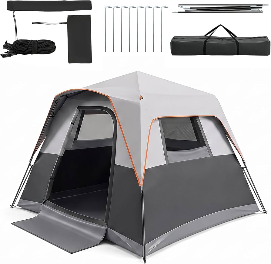 tienda-de-campana-6-personas-337ssg.jpg HOMASIS Tienda de Camping Familiar Portátil para 6 Personas (Gris) | Tienda de Campaña Plegable con Techo Desmontable, Ventanas de Malla y Bolsa de Transporte para Camping Picnic : Amazon.es: Deportes y - Imagen 1