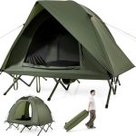 Tienda de Campaña con Cama para 2 Personas, Toldo con Cama Elevada, Bolsa de Transporte de Ruedas, Funda Paar Lluvia Impermeable, Verde | Leroy Merlin