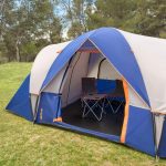 Tienda de campaña 6 personas con 3 dormitorios 455x220x190 cm gris y azul
