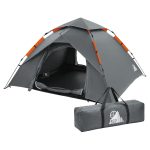ECD Germany Tienda de campaña 4 personas, gris, impermeable y resistente al viento, tienda camping familiar, playa, pop up