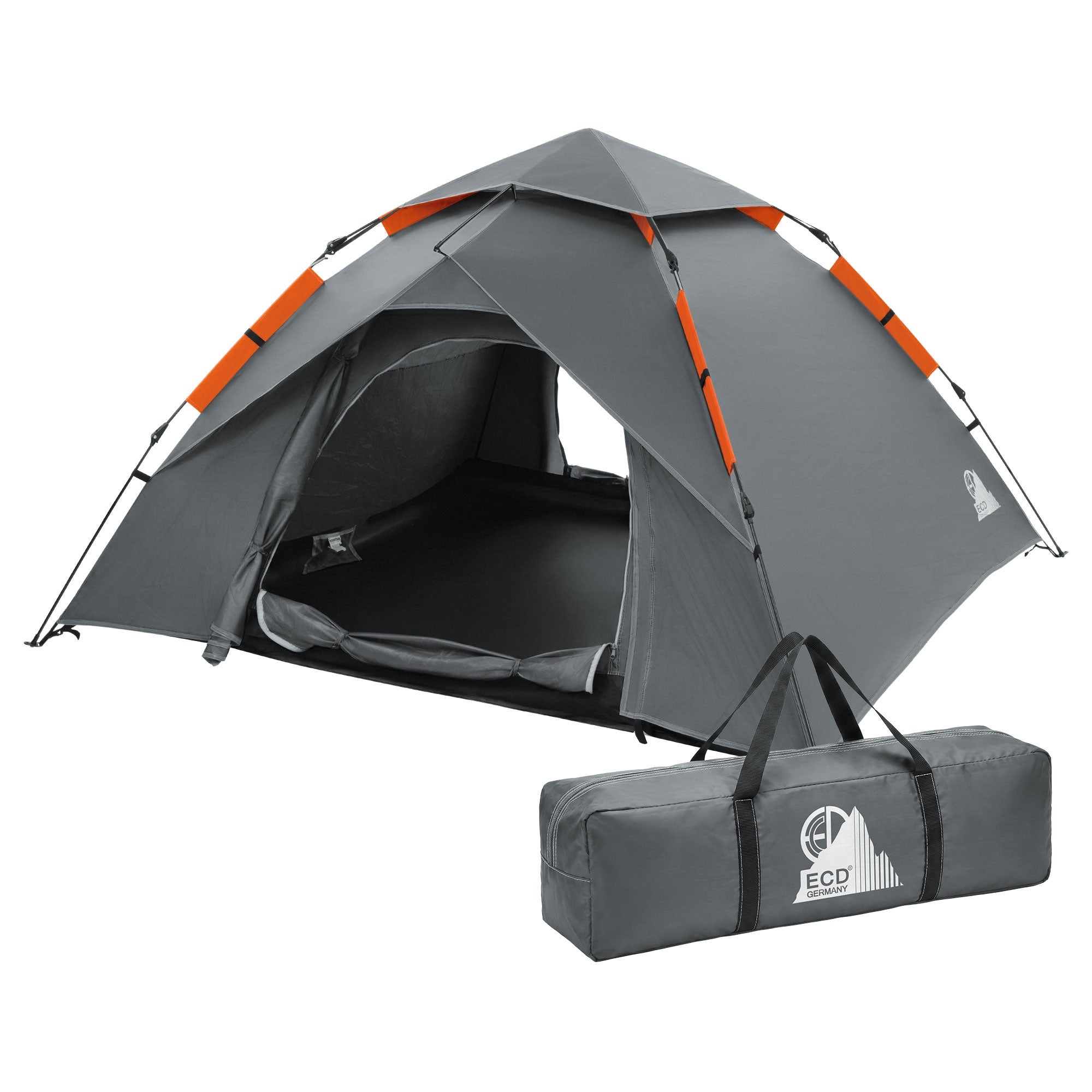 tienda-de-campana-impermeable-016hxe.jpg ECD Germany Tienda de campaña 4 personas, gris, impermeable y resistente al viento, tienda camping familiar, playa, pop up - Imagen 1
