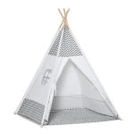 HOMCOM Tienda de Campaña para Niños de +3 Años Tipi Infantil de Madera Portátil con Ventana Colchoneta y Bolsa de Transporte para Interiores y Exteriores 120x120x155 cm Gris 120x120x155cm | AOSOM ES