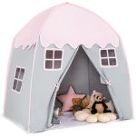 Tienda De Campaña Infantil Costway 143 X 100 X 155 Cm Rosa Para Uso Interno Casita Portátil