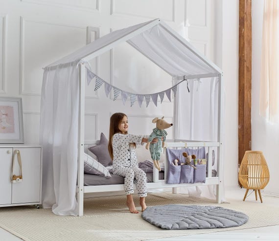 tienda-de-campana-infantil-577fke.jpg Tienda de campaña Montessori para cama de niños pequeños / Dosel de cama para casa infantil para niñas y niños / Decoración de casa de juegos para guardería / Tienda de campaña - Imagen 1