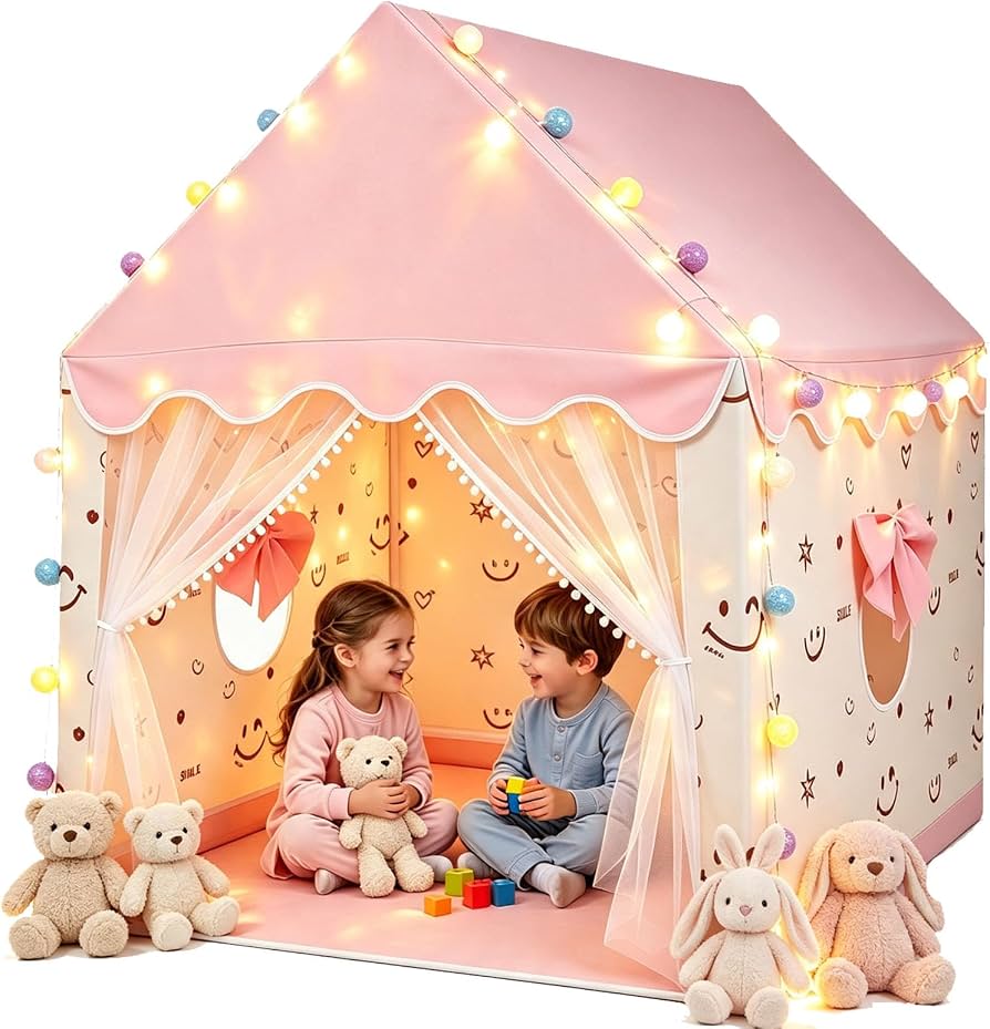 tienda-de-campana-infantil-920kql.jpg eSynic Tienda Campaña Infantil Casita Infantil Exterior Tienda de Juego para Niños con Toldo Tienda de Juegos Interior y Luces Rincón Acogedor para Niños Playhouse Infantil Casa de Juegos : Amazon.es: Juguetes - Imagen 1