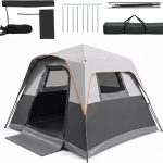 HOMASIS Tienda de Camping Familiar Portátil para 6 Personas (Gris) | Tienda de Campaña Plegable con Techo Desmontable, Ventanas de Malla y Bolsa de Transporte para Camping Picnic : Amazon.es: Deportes y