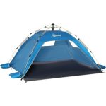 Beach Shelter Tienda de campaña de Playa Emergente para 1 2 Personas con sombrilla de Playa con Puerta con Cremallera, Bolsa de Transporte para Familia, Picnic, Playa, Azul Cielo