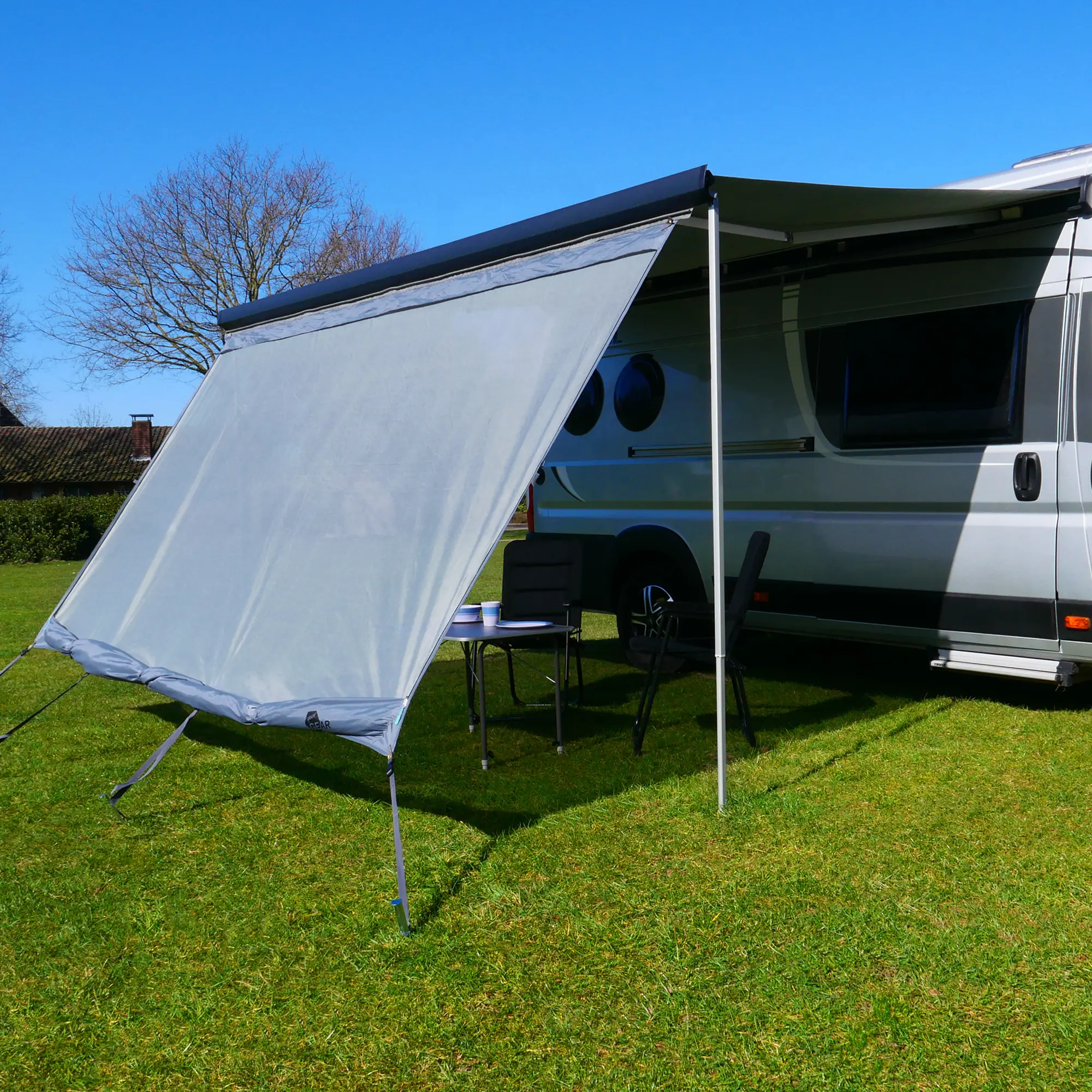 toldos-camping-998tzm.webp your GEAR Sun + Rain Blocker 3,3 x 2 m pared frontal para carpa, toldo protege del sol, el viento y la lluvia - Imagen 1